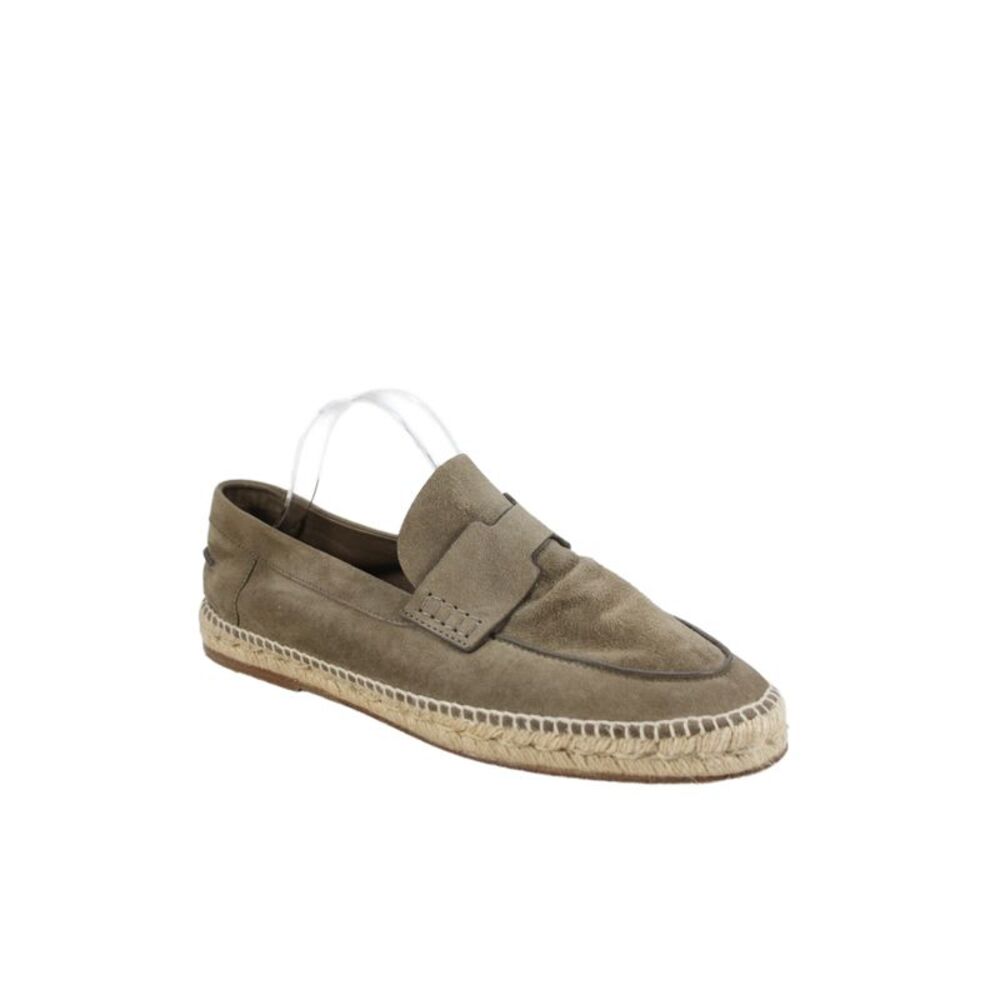 Hermes Mens Slip On Round Toe Suede Espadrilles Loafers Brown Size 44
